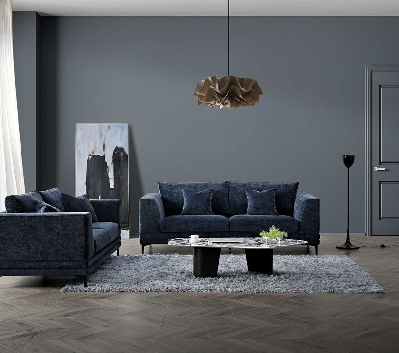 2 & 3 Seater Sofa Pack in Blue Velvet | Lenox Sofa Range | Wood Velvet - Wood Velvet