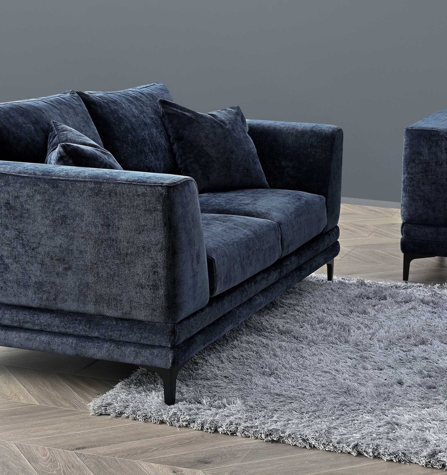 2 & 3 Seater Sofa Pack in Blue Velvet | Lenox Sofa Range | Wood Velvet