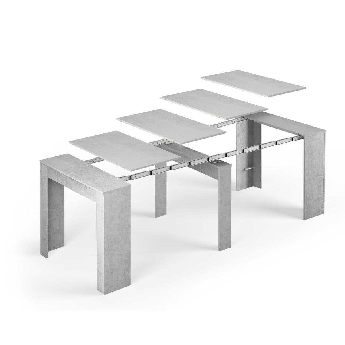 Luiz Concrete Grey Effect Large Extending Dining Table - Wood Velvet