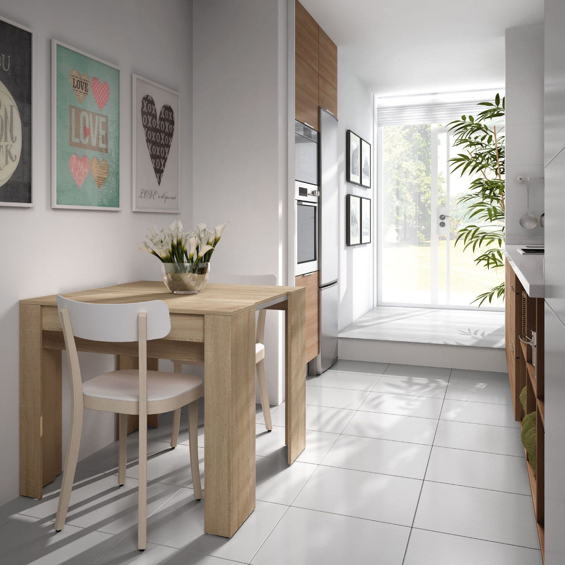 Luiz Extending Dining Table Oak Effect - Wood Velvet