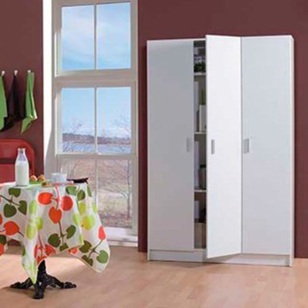 Multi Purpose White Wide Storage Cupboard 3 Door - Wood Velvet