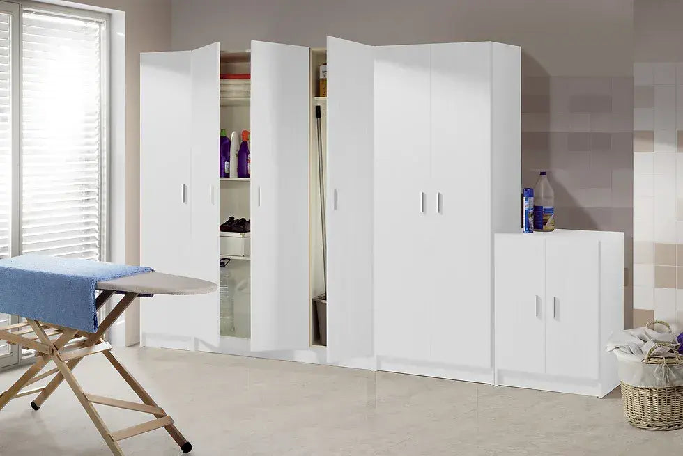 Multi Purpose White Wide Storage Cupboard 3 Door - Wood Velvet