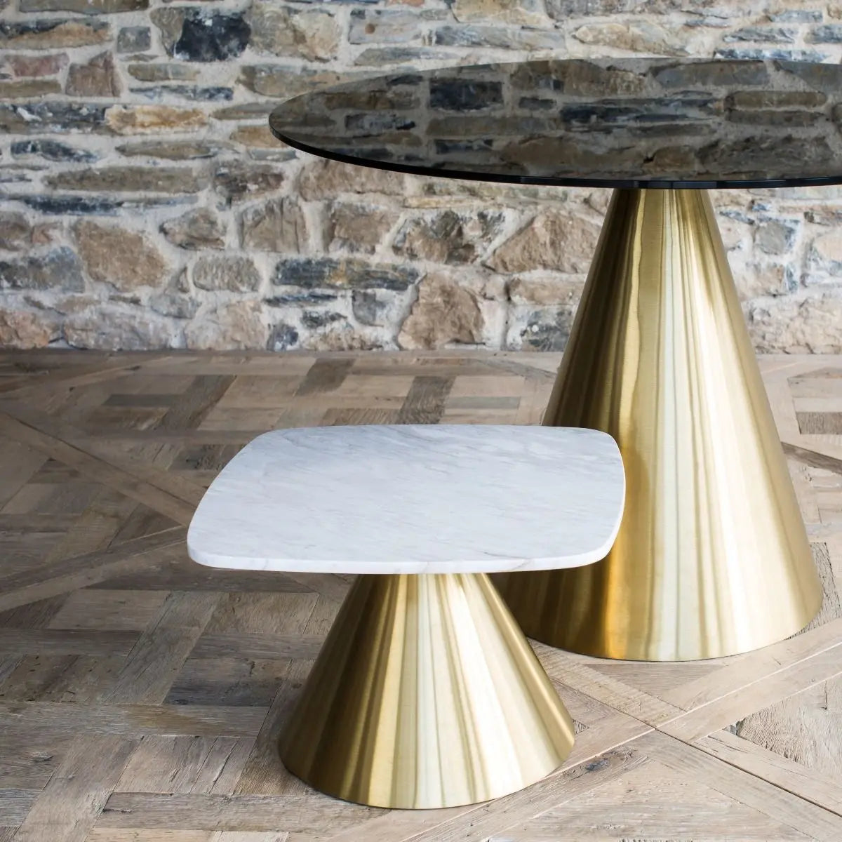 Oscar Square Marble Side Tables By Gillmore - Wood Velvet