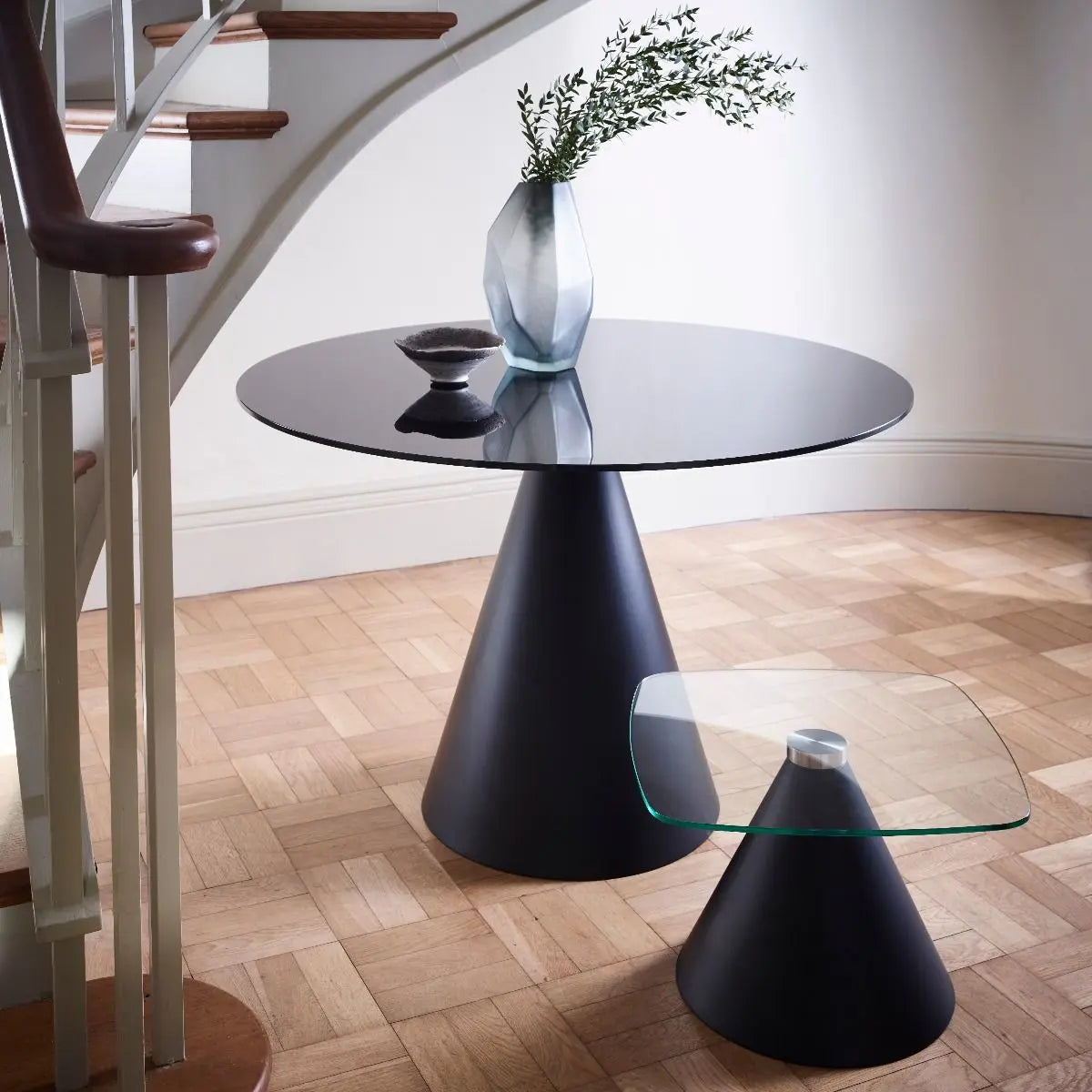 Oscar Square Glass Top Side Tables By Gillmore - Wood Velvet