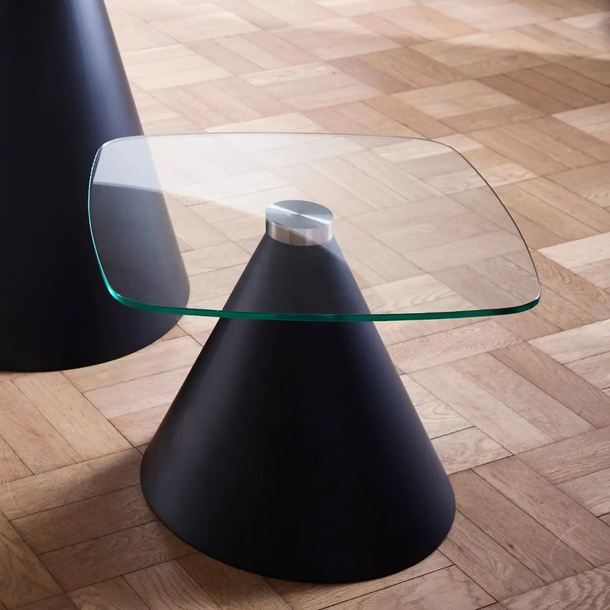 Oscar Square Glass Top Side Tables By Gillmore - Wood Velvet