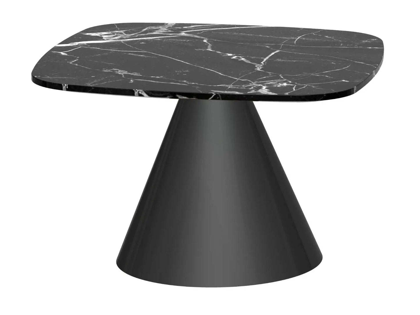 Oscar Square Marble Top Black Base Side Table By Gillmore - Wood Velvet