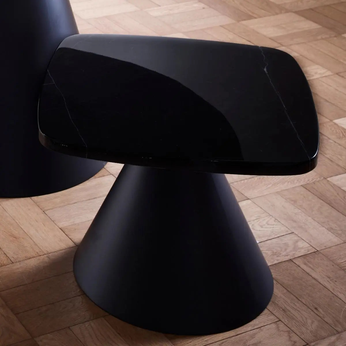 Oscar Square Marble Top Black Base Side Table By Gillmore - Wood Velvet