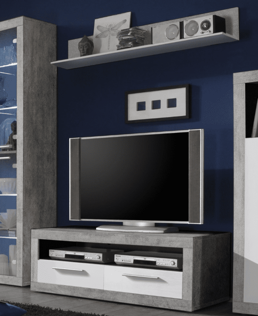 Pietra 120cm TV Cabinet Grey and White Gloss - Wood Velvet