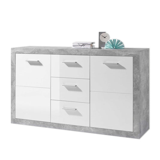 Pietra Large Sideboard Grey and White Gloss 2 DOOR, 3 DRW - Wood Velvet