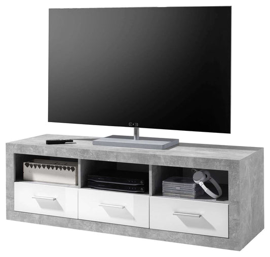 Pietra Large TV Cabinet Grey and White Gloss - Wood Velvet