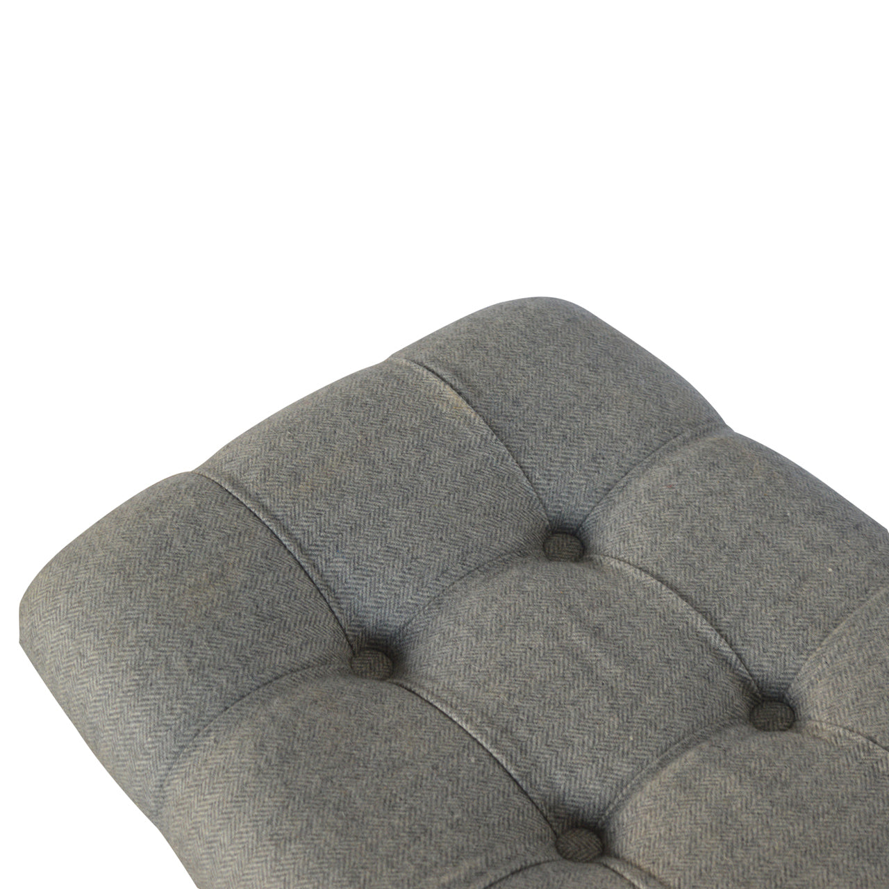 Curved Mini Bench Seat In Grey Tweed - Wood Velvet