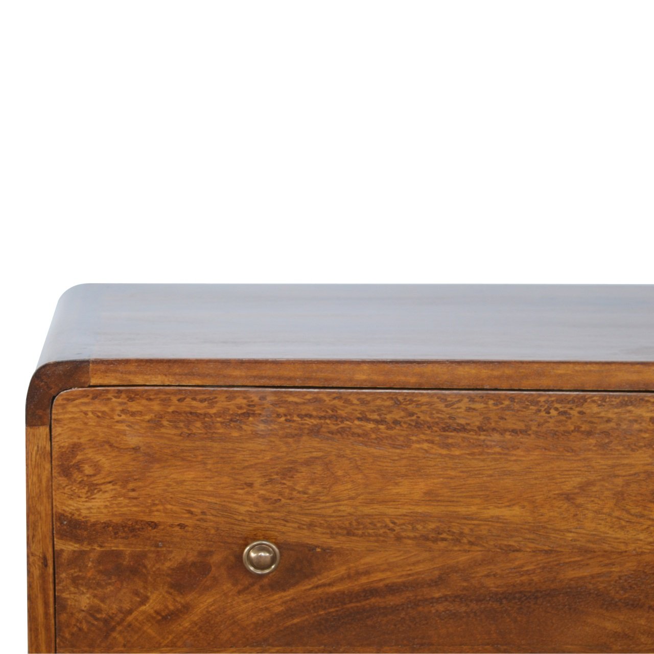 Curved Chestnut 3-Drawer Chest - Wood Velvet
