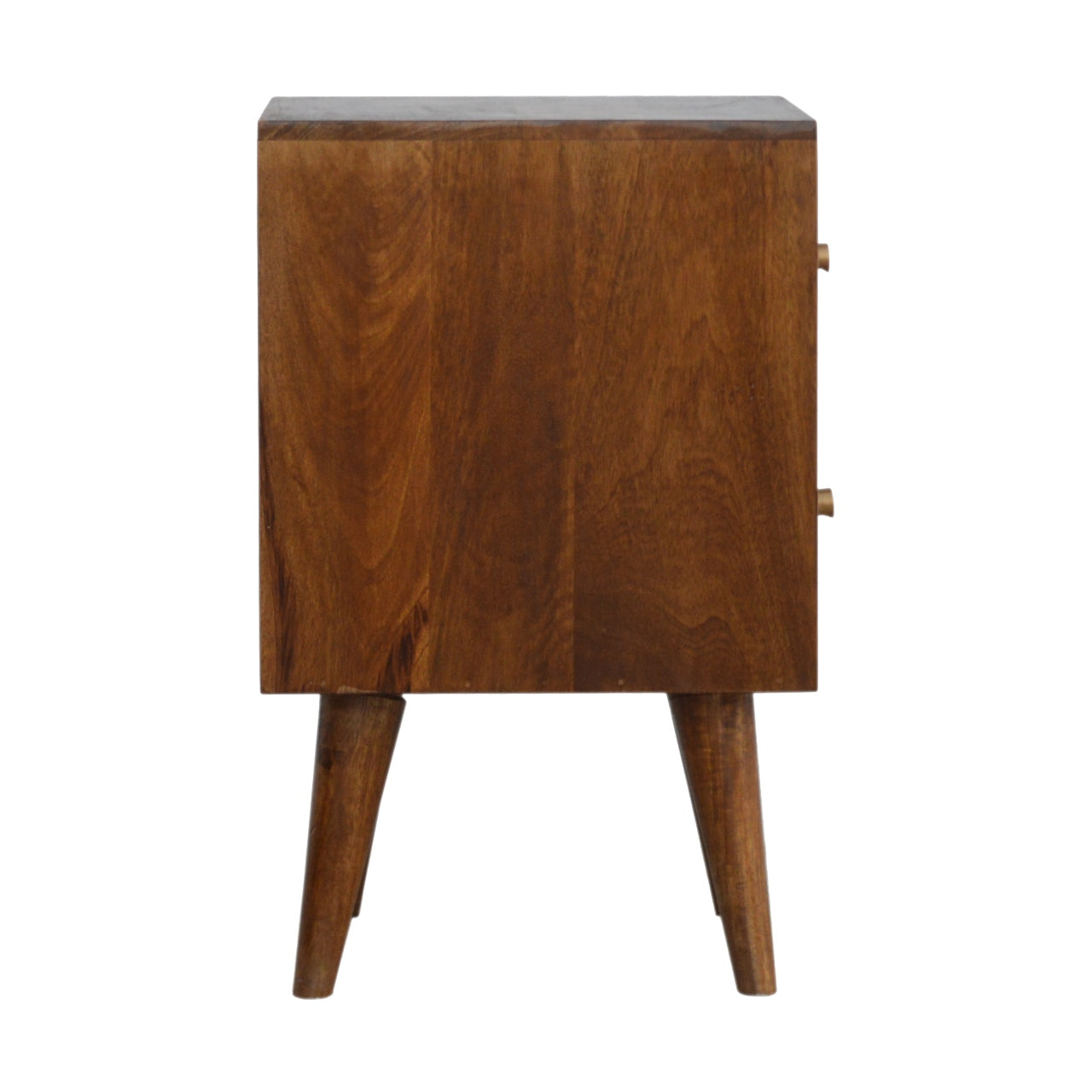 Chestnut Cube Carved Bedside Cabinet - Wood Velvet