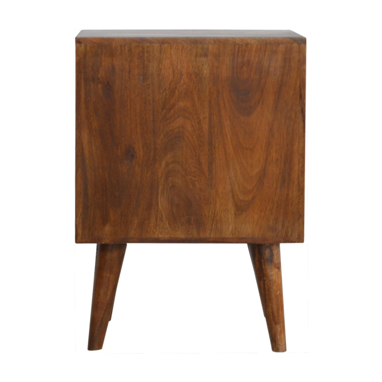 Chestnut Cube Carved Bedside Cabinet - Wood Velvet
