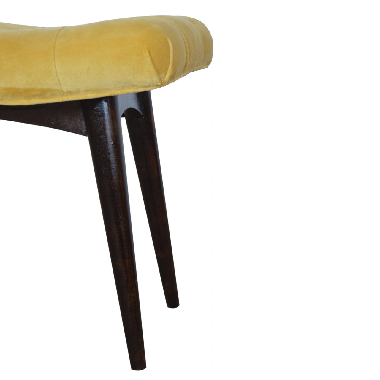 Curved Mini Bench In Mustard Cotton Velvet - Wood Velvet