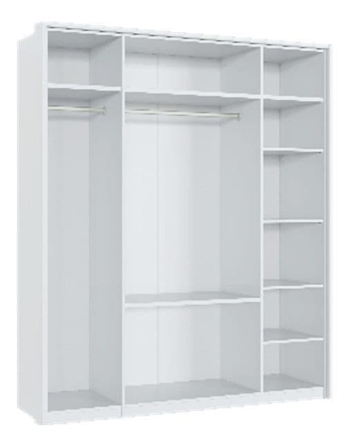 Rado 4 Door 2 Drawer White High Gloss Mirrored Wardrobe - Wood Velvet