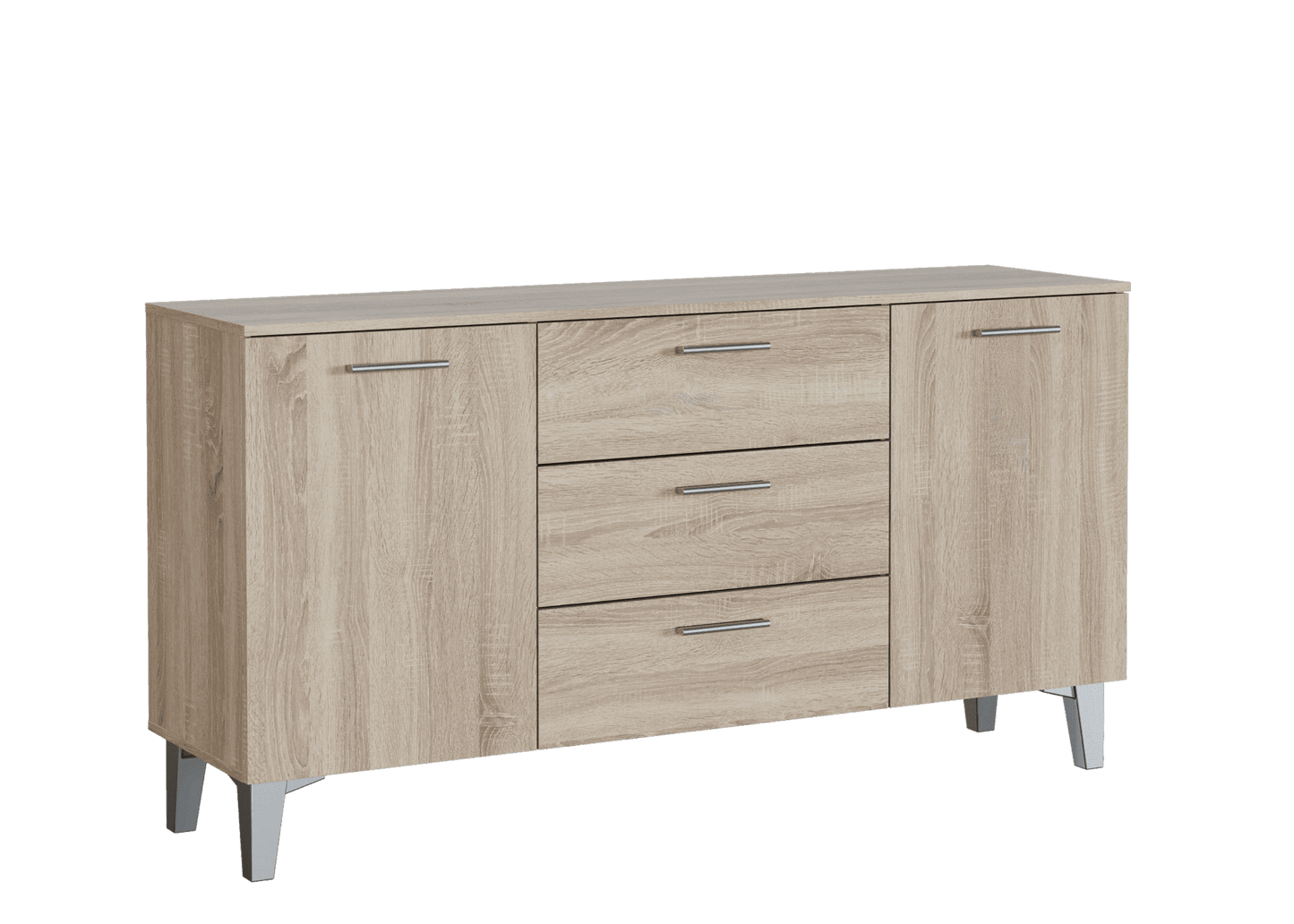 Santino Sonoma Oak Effect Large Wide 2 Door / 3 Drawer Sideboard - Wood Velvet