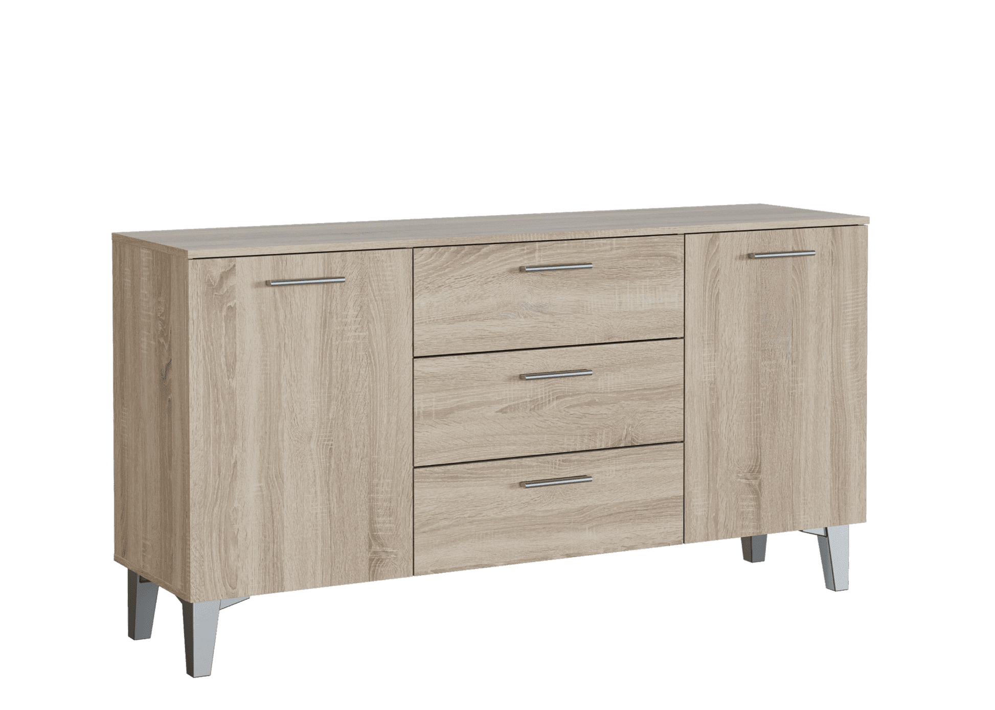 Santino Sonoma Oak Effect Large Wide 2 Door / 3 Drawer Sideboard - Wood Velvet