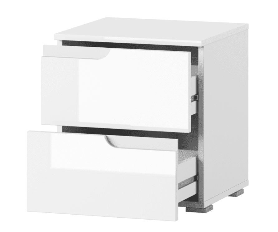 Santino White Gloss 2 Drawer Bedside Table S32 - Wood Velvet