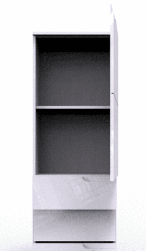 Santino White Gloss Slim Tallboy Storage Unit with Cupboard and Drawers S11 - Wood Velvet