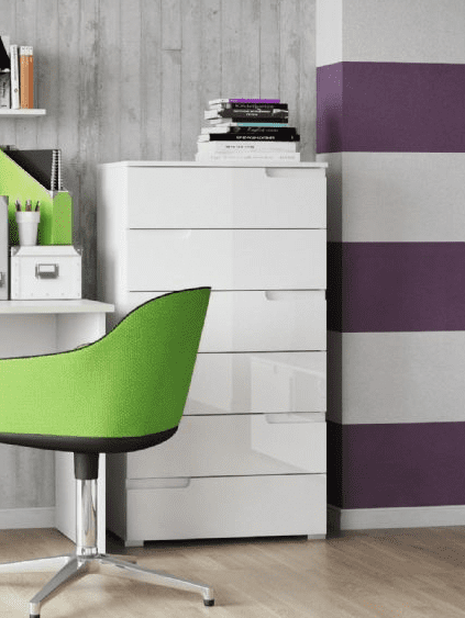 Santino White High Gloss Chest Of Drawers S3 - Wood Velvet