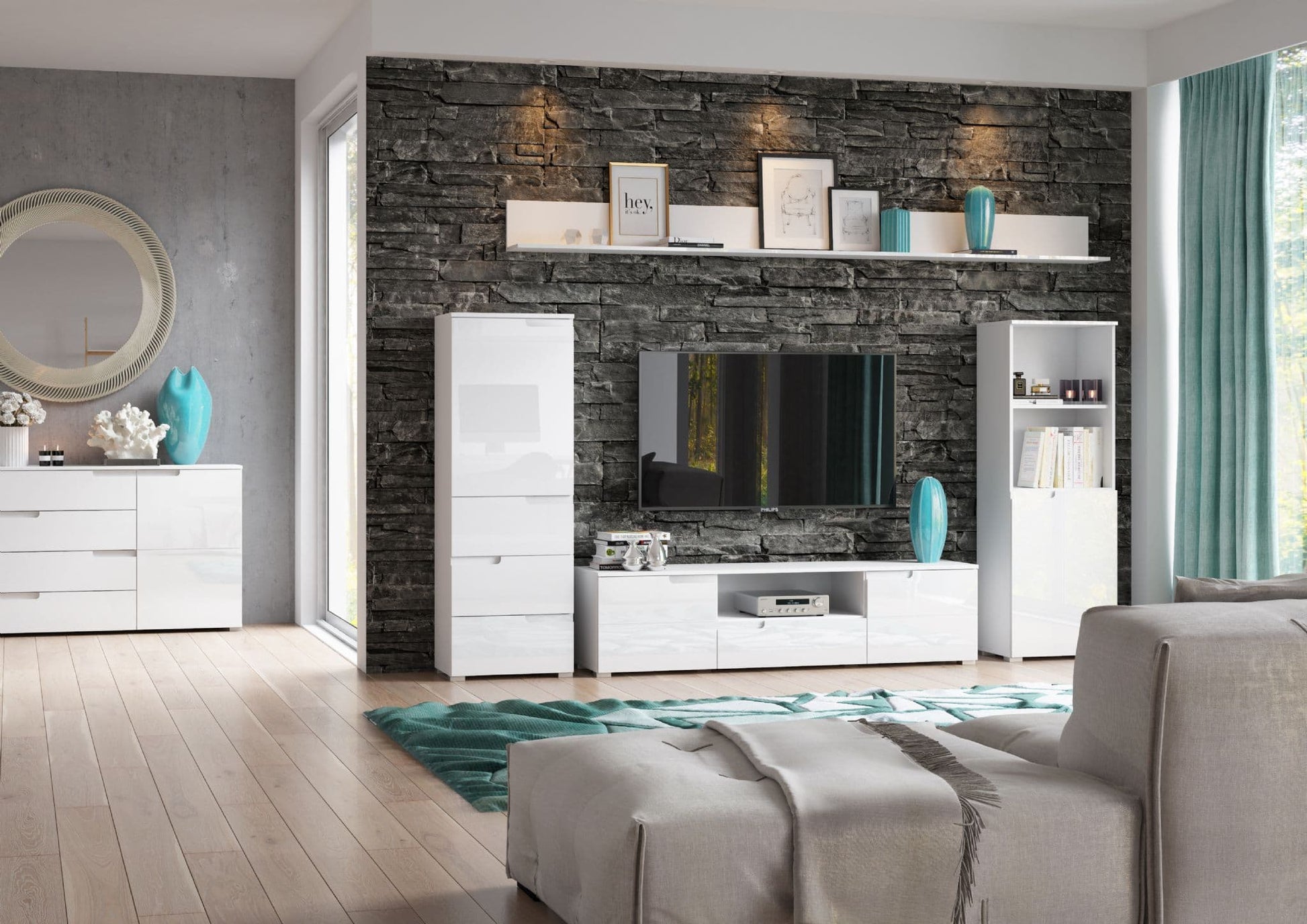 Santino White High Gloss TV Cabinet S9 - Wood Velvet