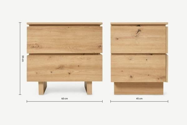 Texas Artisan Oak Effect 2 Drawer Bedside P8AEER22 - Wood Velvet