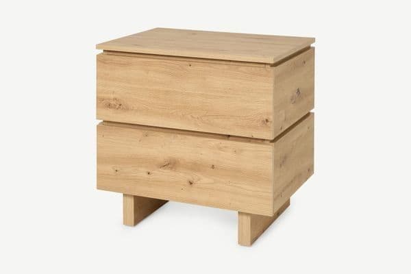 Texas Artisan Oak Effect 2 Drawer Bedside P8AEER22 - Wood Velvet