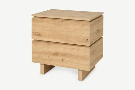 Texas Artisan Oak Effect 2 Drawer Bedside P8AEER22 - Wood Velvet