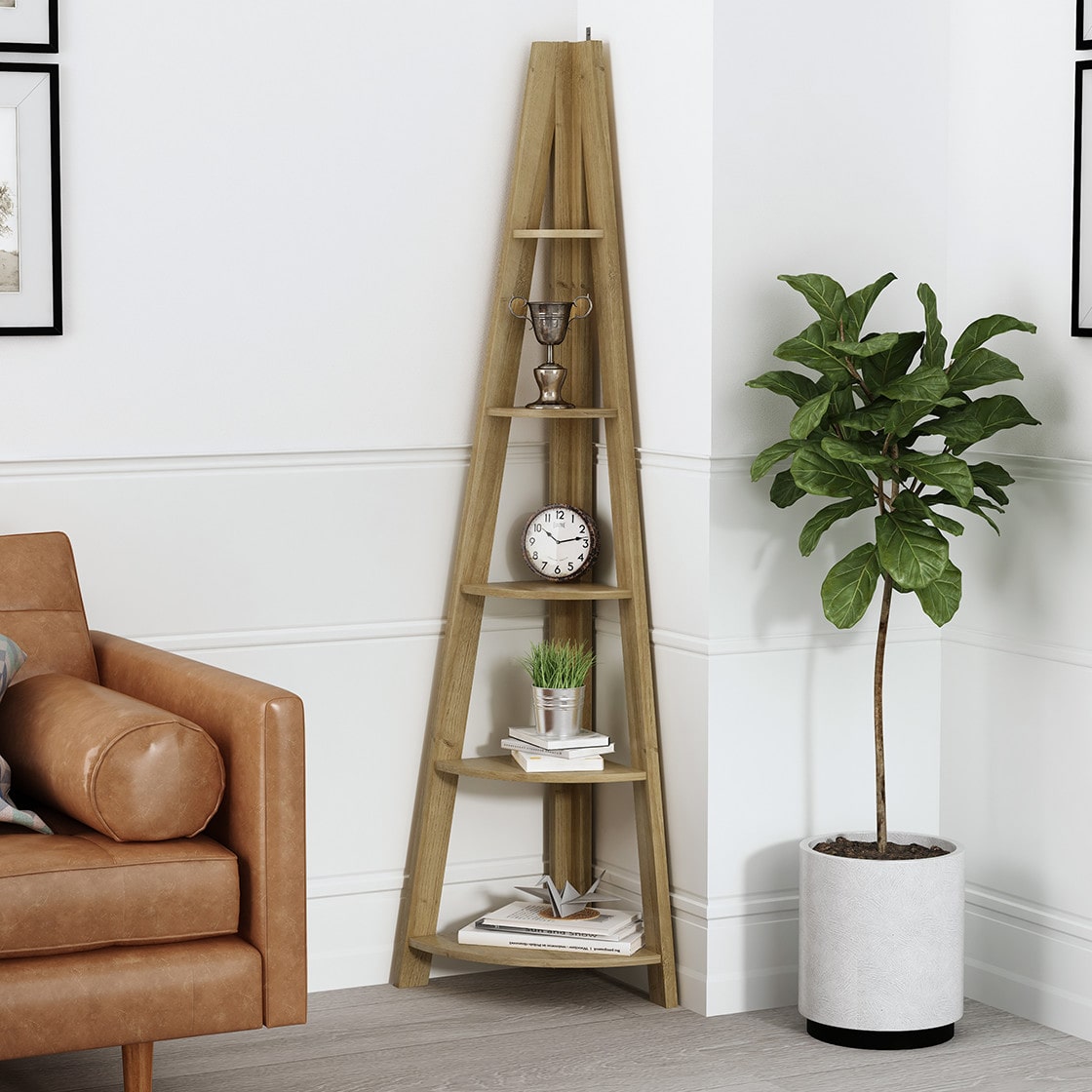 Tiva Ladder Corner Shelving By LPD - Wood Velvet