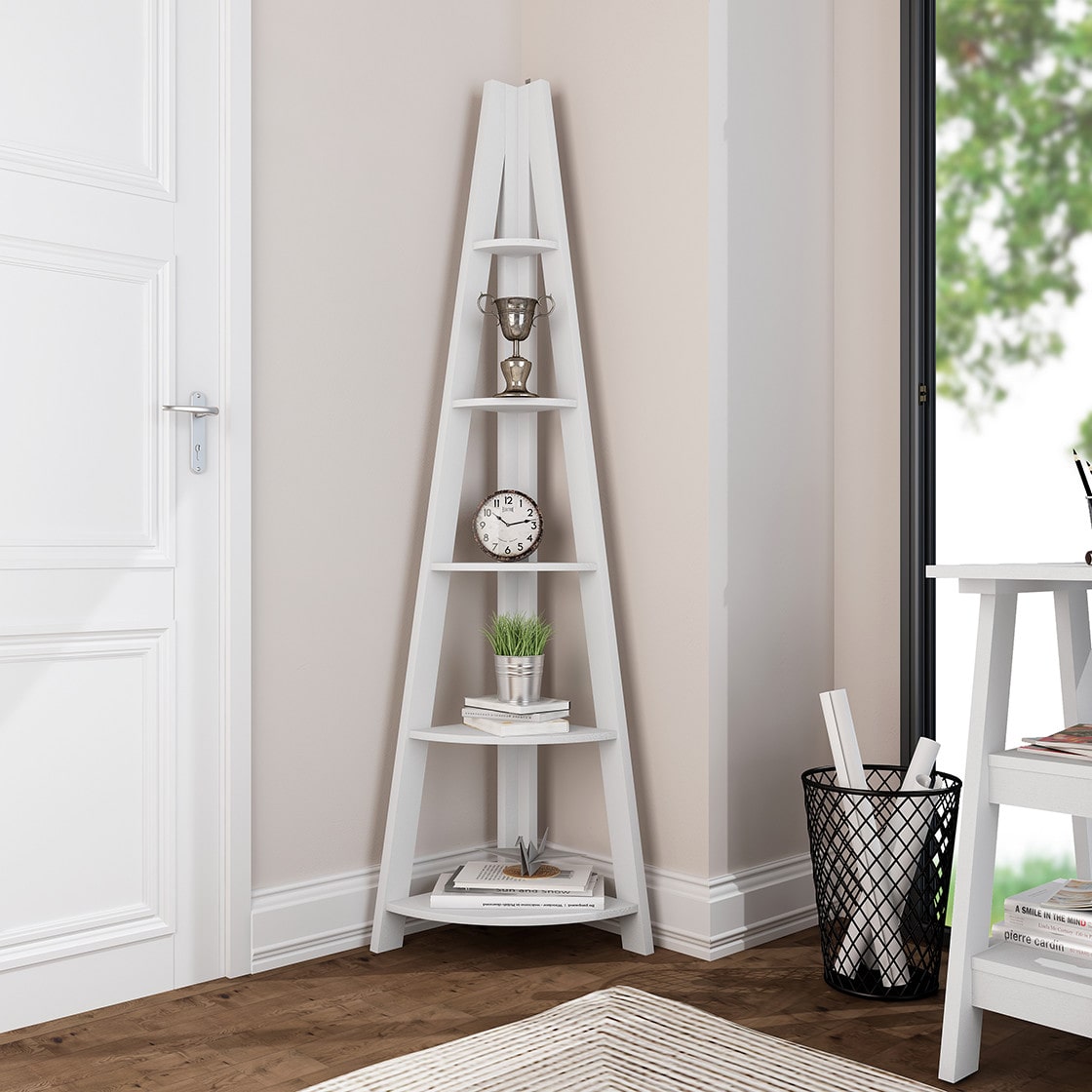 Tiva Ladder Corner Shelving By LPD - Wood Velvet