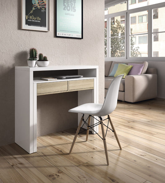 White and Oak Desk/Dressing Table or Console Table - Wood Velvet