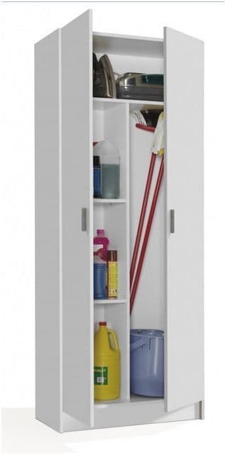 Utility Multi Purpose White 2 Door Storage Broom Cupboard - Wood Velvet