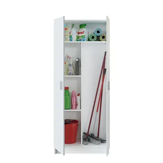 Utility Multi Purpose White 2 Door Storage Broom Cupboard - Wood Velvet