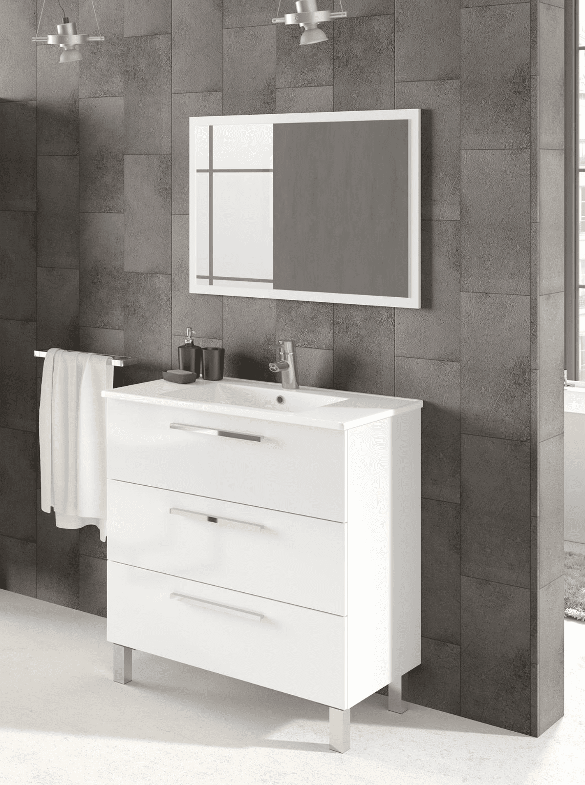 Valdo Bathroom Vanity Sink With Undersink Cupboard White Gloss - Wood Velvet