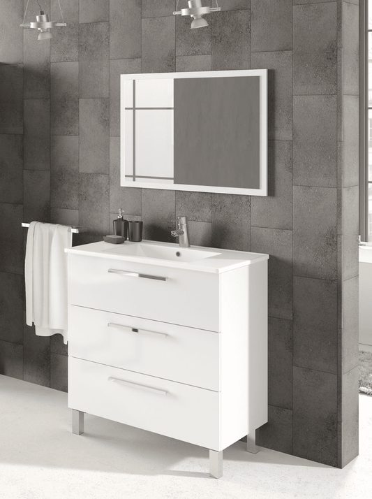 Valdo Bathroom Vanity Sink With Undersink Cupboard White Gloss - Wood Velvet