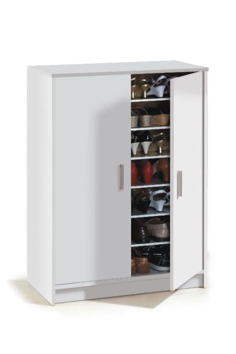 Zuldy Large 30 Pairs White Shoe Cupboard - Wood Velvet