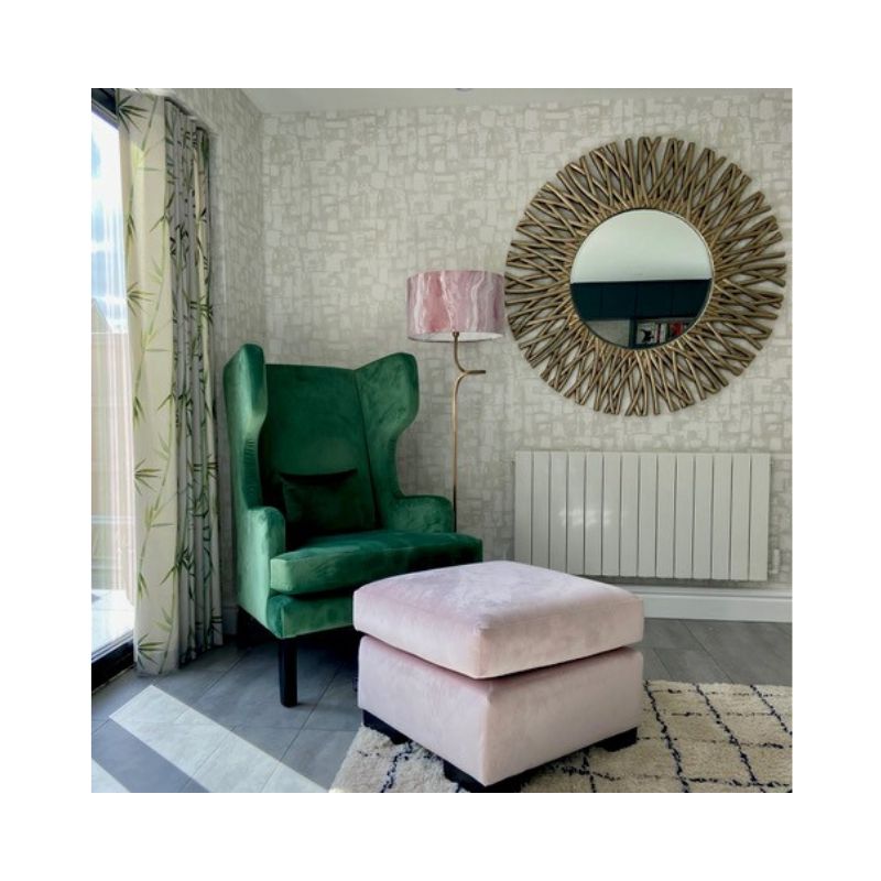 wood velvet RB Jen Chair Velvet Green with footstool