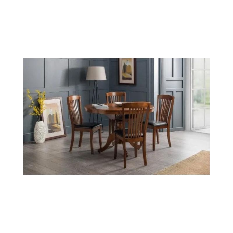 wood velvet julian bowen Canterbury Round To Oval Extending Table in Mahogany wood 