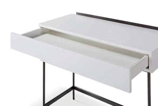 Alberto Dressing Table In Dark Chrome & White By Gillmore - Wood Velvet