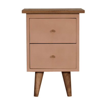 Solid Wood Hand Painted Bedside Cabinet In Blush Pink | Hand Crafted Artisan | Wood Velvet