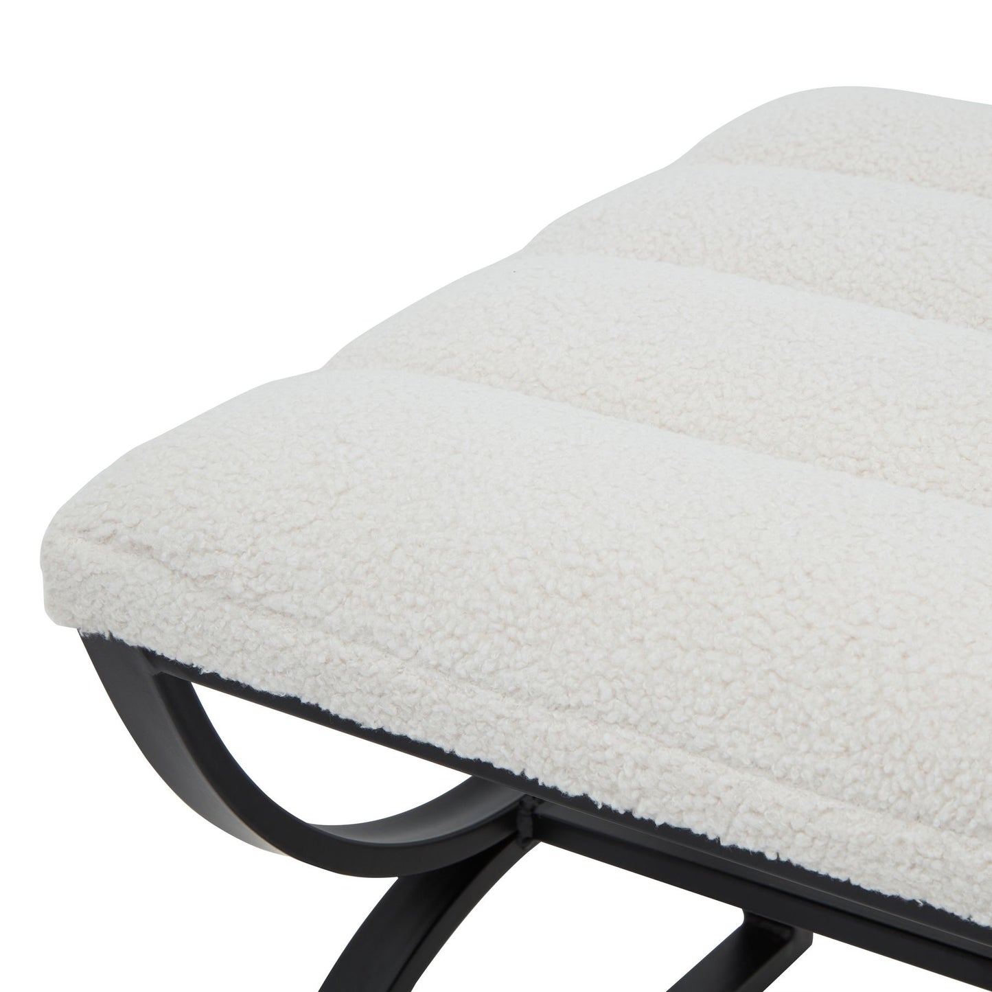 Boucle Ribbed Scandi Foot Stool In Ivory | Luxury comfort | Hills Interiors | - Wood Velvet