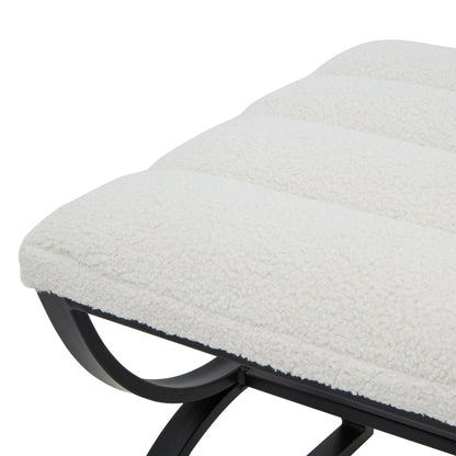 Boucle Ribbed Scandi Foot Stool In Ivory | Luxury comfort | Hills Interiors | - Wood Velvet