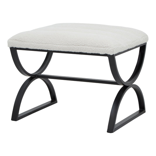 Boucle Ribbed Scandi Foot Stool In Ivory | Luxury comfort | Hills Interiors | - Wood Velvet