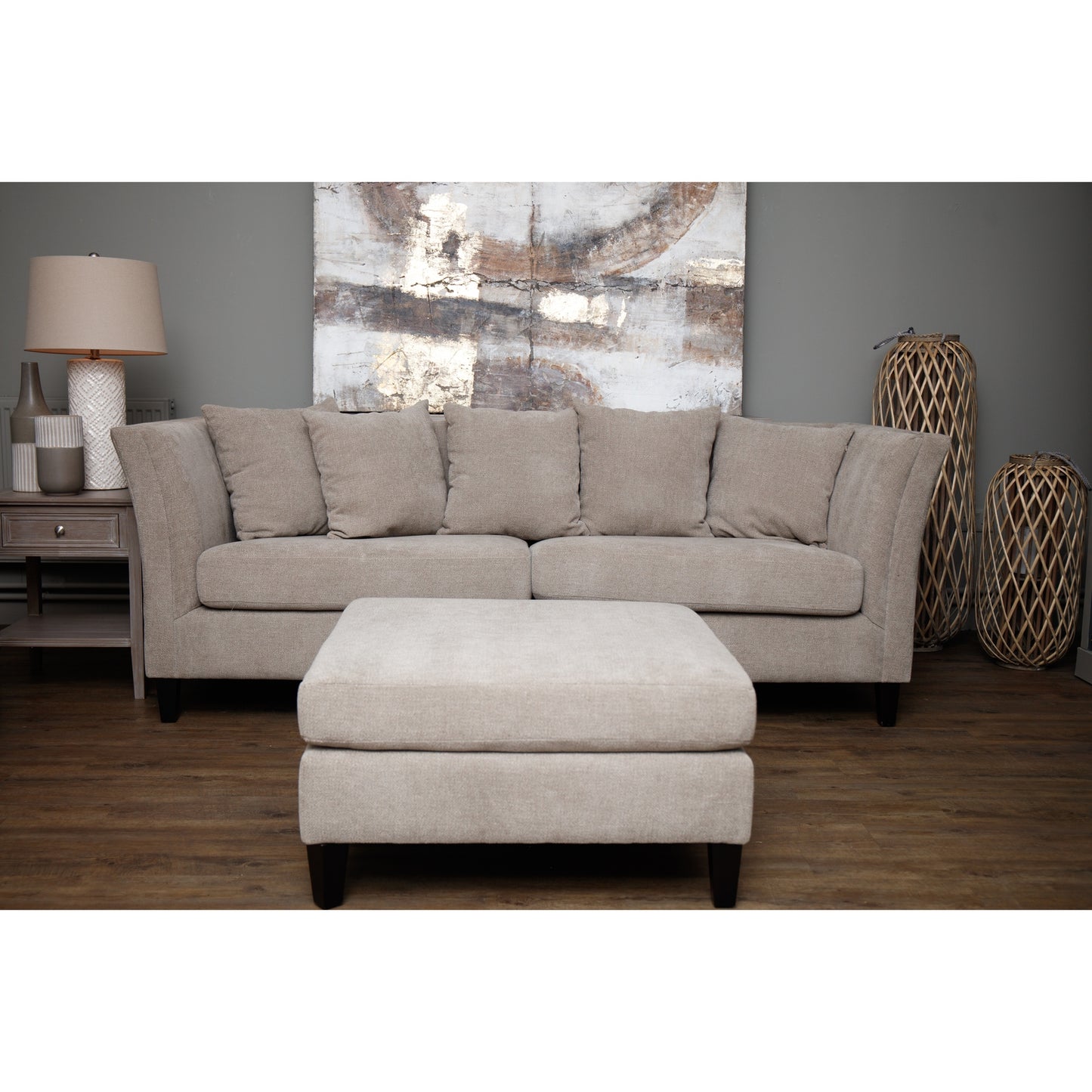 Vesper Taupe Cushion Back Three Seater Sofa