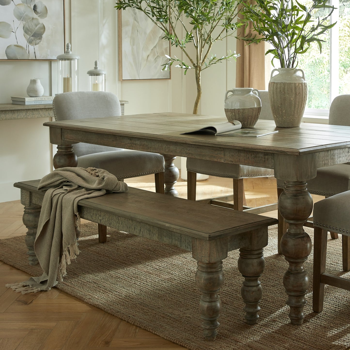 British Design Solid Mango Wood Rectangular Dining Table | Rutland Collection | Hill Interiors |