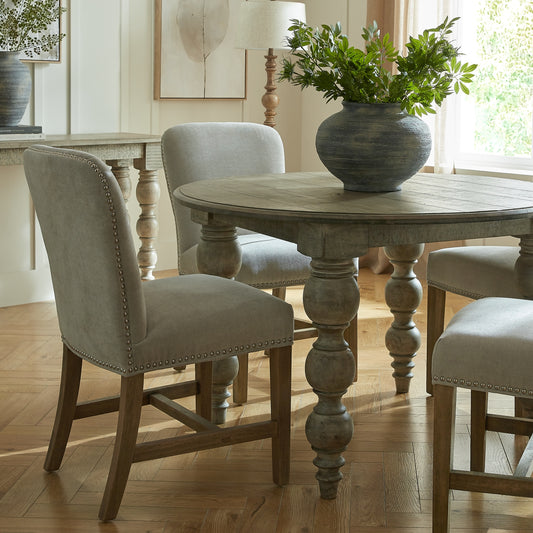 Crafted Solid Mango Wood Round Dining Table | Rutland Collection | Hill Interiors |