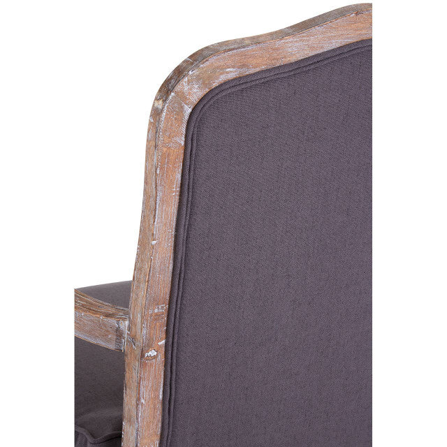 Antique-look Hardwood Frame Statement Chair And Footstool In Rococo Grey Linen Mix  | Wood Velvet - Wood Velvet