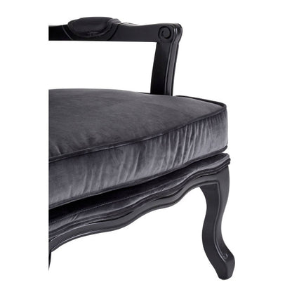 Antique-look Hardwood Frame Statement Chair And Footstool In Dark Grey Linen & Black Wood | Wood Velvet (Copy) - Wood Velvet