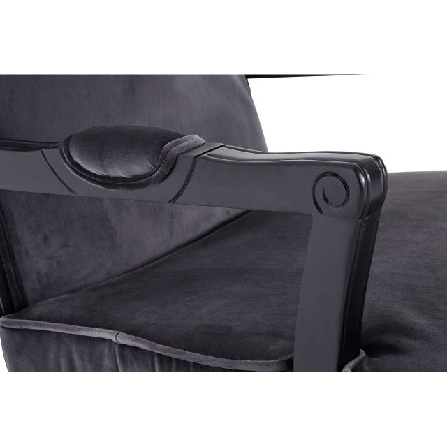 Antique-look Hardwood Frame Statement Chair And Footstool In Dark Grey Linen & Black Wood | Wood Velvet (Copy) - Wood Velvet